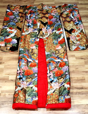 Vintage Japanese Wedding Kimono Uchikake Embroidered Colorful Gold Swans