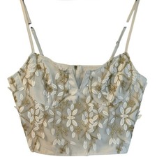 Floral White Embroidered Corset Crop Top Size Small