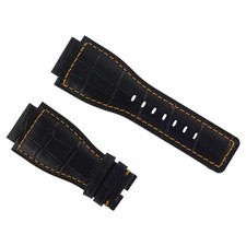24MM LEATHER WATCH BAND STRAP FOR BELL  ROSS MODEL BR-01-BR-03 WATCH BLACK OS