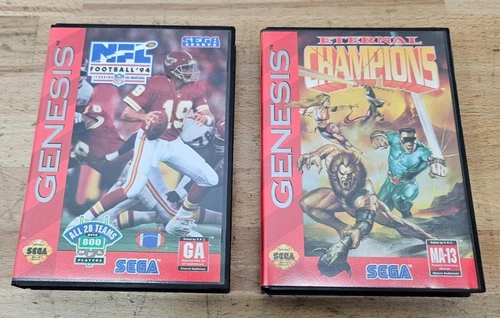 Sega Genesis Eternal Champions & NFL Football 93' w/ Manual + CIB USED