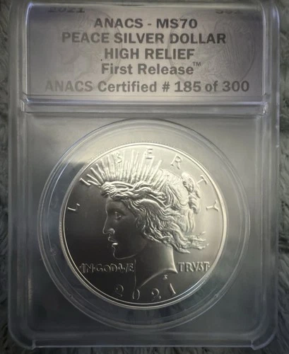 2021 PEACE DOLLAR MS70 HIGH RELIEF FIRST RELEASE #185 OF 300