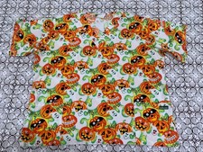 UA Scrubs Womens Scrub Top XL Halloween Pumpkin Ghost Boo
