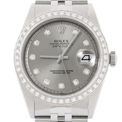 Rolex Datejust Gray Diamond Dial 18K Gold & SS Jubilee Watch 1601