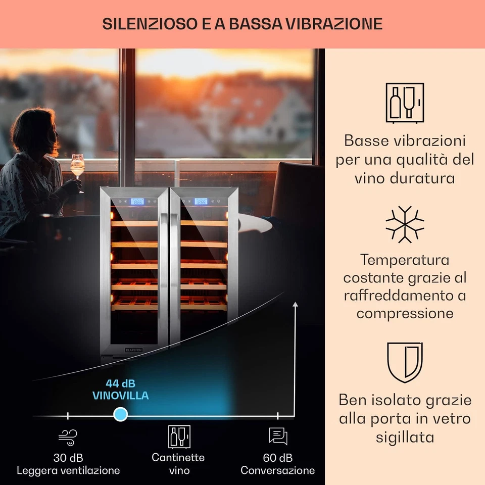 Cantinetta Vino Design Da Incasso, Cantinetta Vino Refrigerata a Zona Doppia per - Immagine 4 di 4