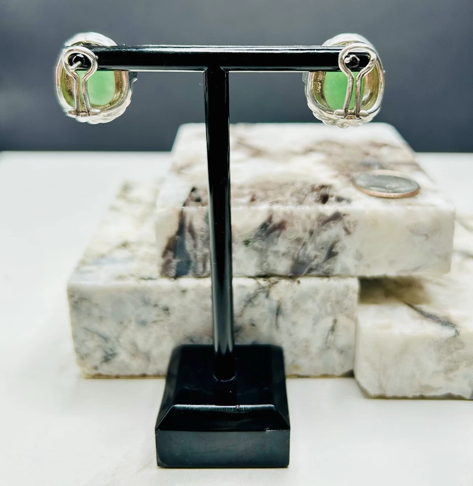 Pendientes Judith Ripka Plata de Ley Jade, Cierre Omega, Excelente Estado Foto 2 de 2