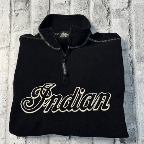 Indian Motorcycle Fleece Sweatshirt Herren Gr. Large Spellout bestickt schwarz - Bild 2 von 9