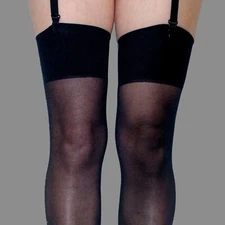 2 PAIRS FOREVER 21 BLACK OVER THE KNEE SEMI SHEER TIGHTS THIGH HI STOCKINGS NWT