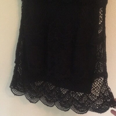 american eagle black crochet dress AE Catie Corset Midi Dress