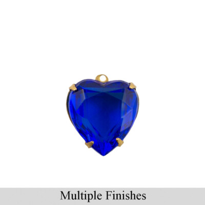 #ad 12mm Sapphire Faceted Glass Heart Stone in 1 Loop Open Back Setting 2 $4.99