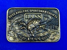Bass Anglers Sportsman Society 1988 Fishing Brasstone Great American Belt Buckle