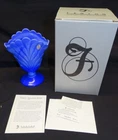 Fenton Plume Vase Periwinkle Blue NOS Signed Shelley Fenton