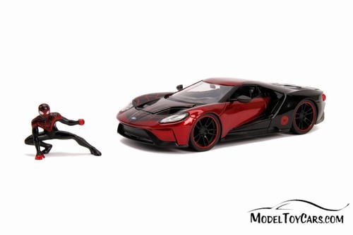 2007 FORD GT WITH MILES MORALES SPIDER MAN FIGURE JADA 31190/4 1/24 DIECAST CAR - Picture 2 of 5
