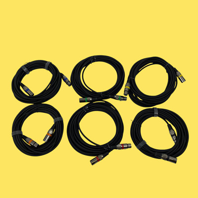 Professional 6 Pack 25FT XLR Microphone Braided Cables 6-Color #4521 z54b23