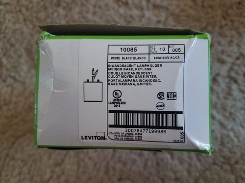 10 Count Leviton Porcelain Lamp Holders Medium Light Socket 660W 250V ...