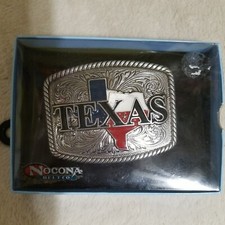 NOCONA Western Belt Buckle Texas never used in box