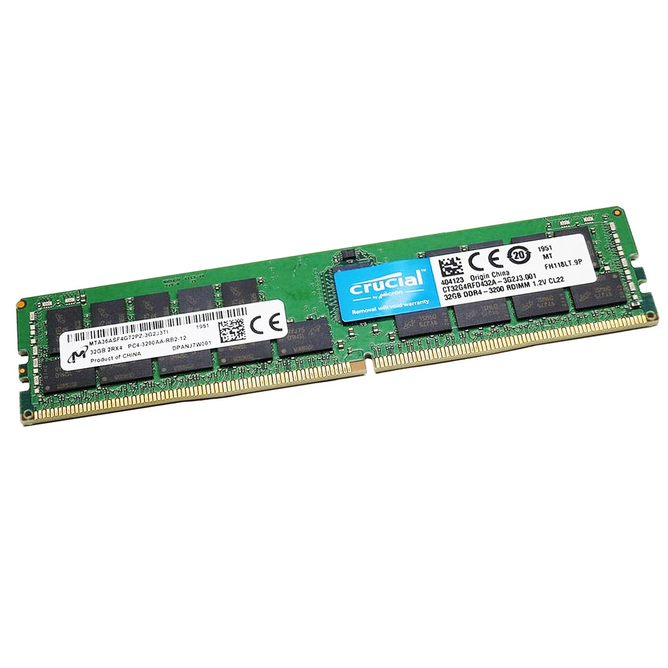 Crucial 32GB 3200MHz DDR4 ECC Registered RDIMM 1.2V Server Memory CT32G4RFD432A - Image 3 of 4