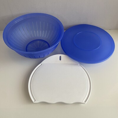 Tupperware Impressionen Sieb Sieb 10 Zoll blau plus Schneidebrett & Schüssel