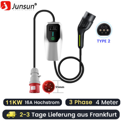 16A 11KW Typ 2 EV CEE Ladegerät Mobile Wallbox Ladestation Elektroauto Charger