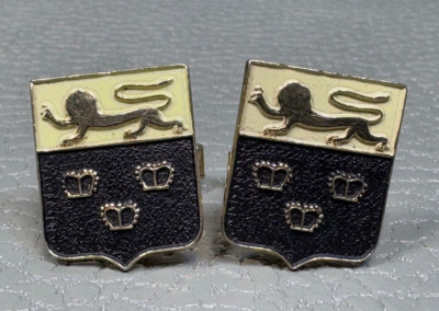 Vintage Heraldic Shield Crest Yellow Gold Plated Cuff Links