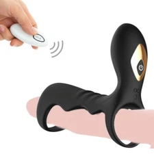 Wireless Remote Control Vibrating Penis Sleeve Cock Cage Ring Clit Stimulator