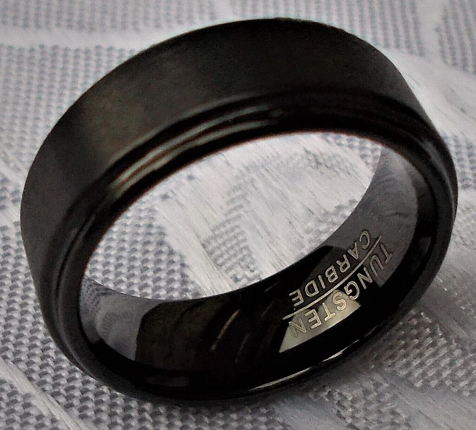 WOLFRAM/TUNGSTEN CARBIDE RING KRATZFEST SCHWARZ MATT 8MM BREIT 16MM - 23MM - Bild 3 von 4