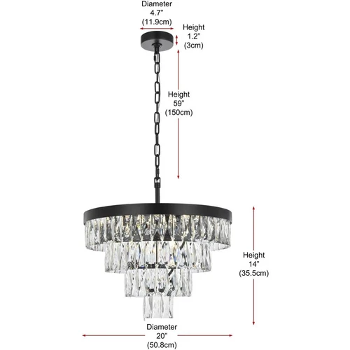 Crystal Chandelier Light Fixture Black High Quality Foyer Modern Dining Room 20" - Picture 8 of 8