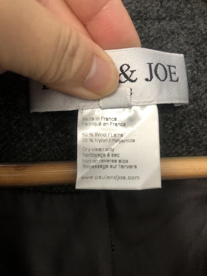 Abrigo Paul & Joe Paris Mujer Mezcla Lana Doble Pecho Gris Talla EU40 Dinero Antiguo Foto 3 de 4