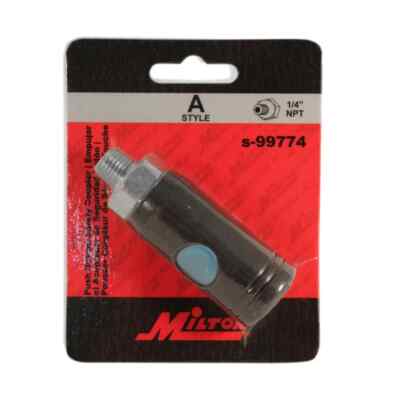 MILTON  S99774 A STYLE PUSH BUTTON MALE COUPLER 1/4'' MNPT A-Style Safety Coupler