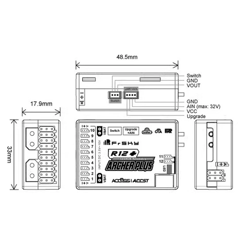 FrSky Archer Plus R12+ Sender-Empfänger für 1/14 RC Truck Funksteuerung Auto - Bild 4 von 4
