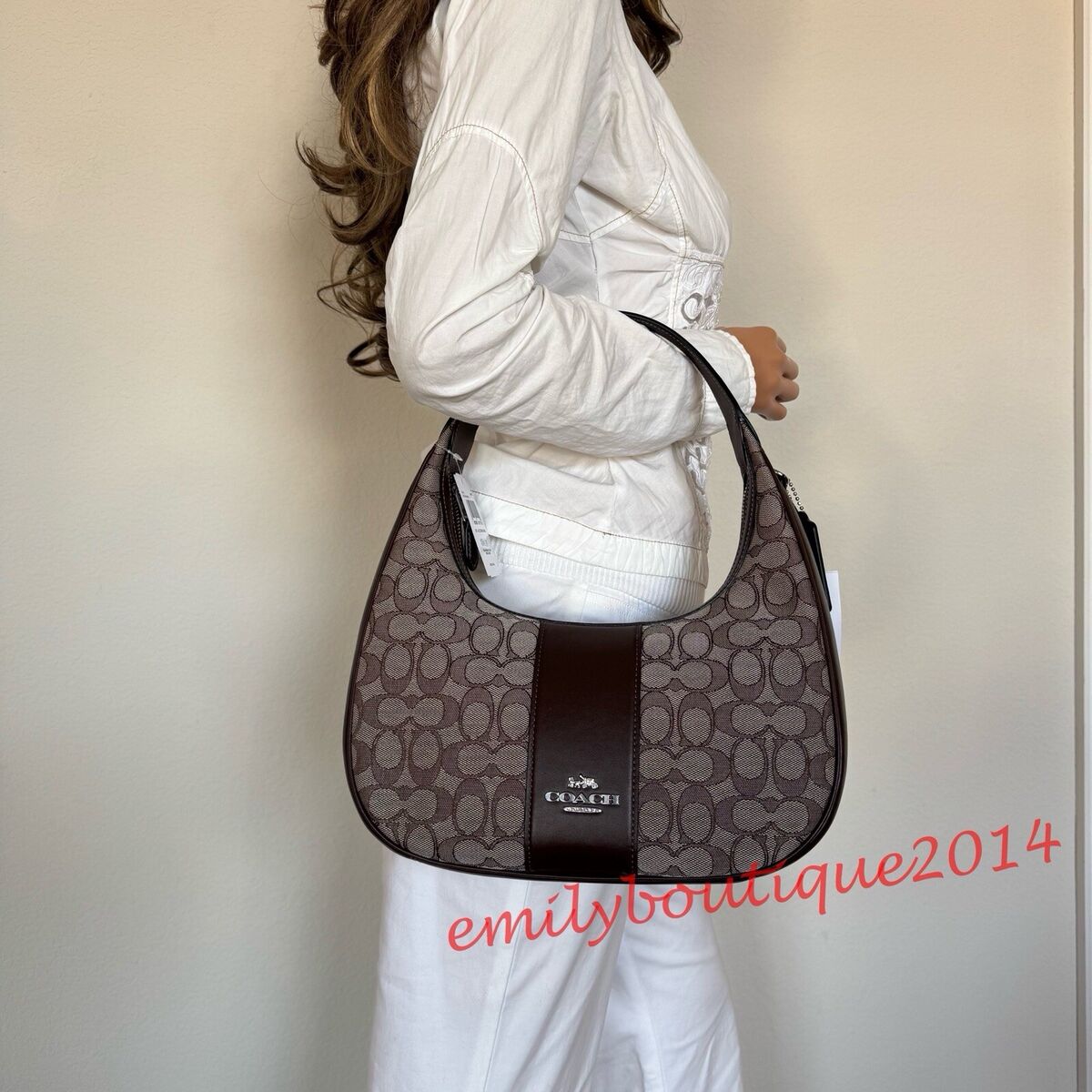 NWT Coach Carmen Shoulder Bag In Signature Jacquard Oak NWT Coach Carmen Shoulder Bag In Signature Jacquard Oak