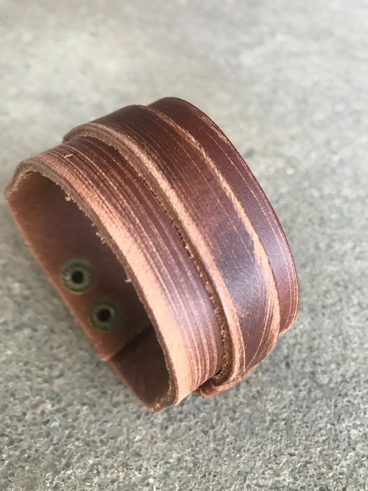 Men's Punk Wide Genuine Leather Belt Wristband Bangle Cuff - Foto 7