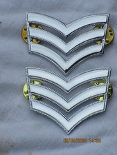 Sergeant, Metall Rangabzeichen, British Army, 1 Paar, 45mm,Corded 3 Bar,Firmin