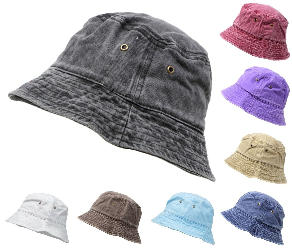 Washed Cotton Denim Jean Visor Boonie Bucket Hat Outdoor Summer