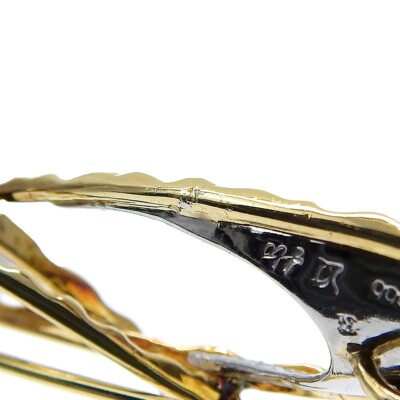 NOBUKO ISHIKAWA Brooch K18YG Pt900 Diamond 0.39ct Modern