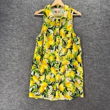Show Me Your MuMu Shirt Dress Women M Medium Yellow Lemon Print Short Collared