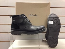 Clarks Men's Waterproof Boots Black Leather Rushway Mid GTX UK 7.5 EU 41.5