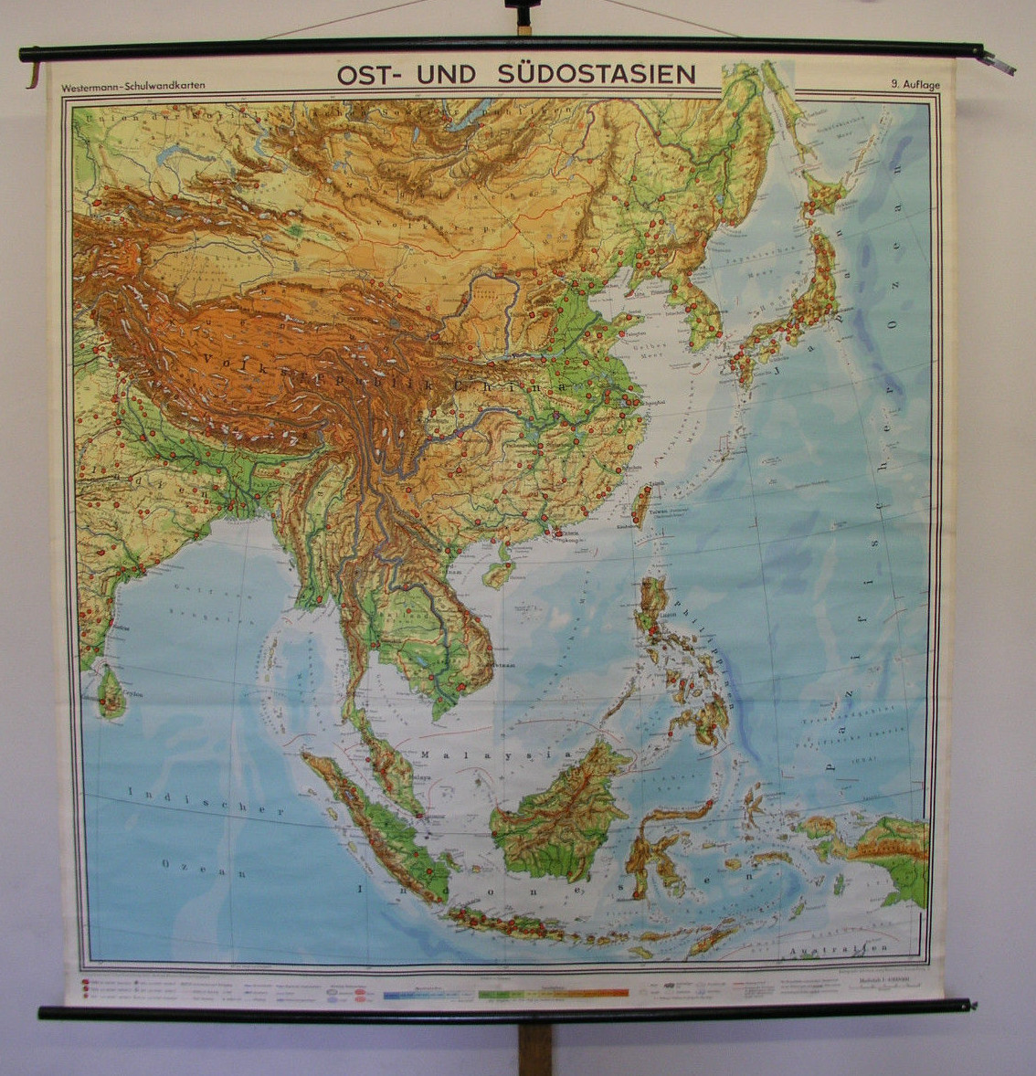 Wandkarte OstSüdostasien Indonesien Japan Indien 185x195 1971