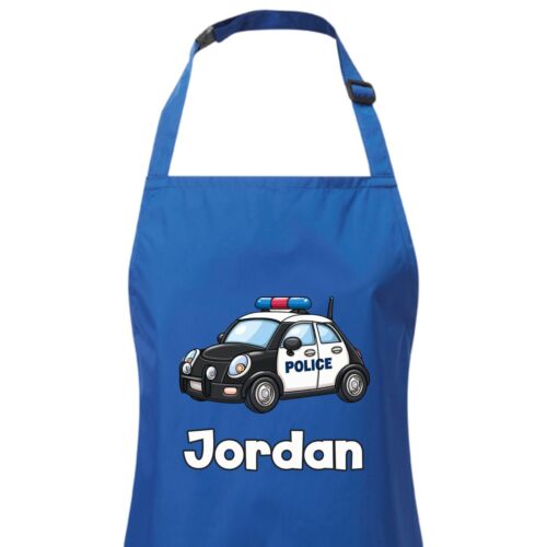 Delantal personalizado con cualquier nombre coche de policía impermeable para niños pastel artesanal. Regalo para niño niña - Imagen 8 de 12