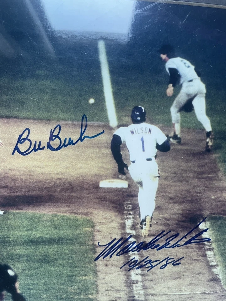 Mookie Wilson/Bill Buckner Autographed Photo Game 6 1986 World Series 8x10 - Image 2 of 4