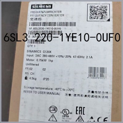 6SL3220-1YE10-0UF0 Neu Versiegelt SIEMENS G120X Fan Pump 6SL3220-1YE10-0UF0