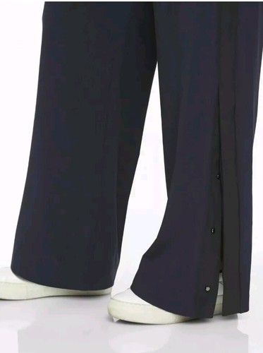 Athleta Damengröße 6 blau mit schwarzen Streifen Gramercy Trainingshose Hose weites Bein - Bild 9 von 9