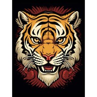 Tigerkopf Old School Usa Tattoo Ungerahmter ExtragroßEr Druck