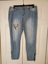 REWASH Women's Size 15 Cotton Blue & White Striped Legging Jeans (NEW)