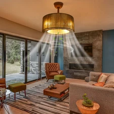 Caged Ceiling Fan Light Chandelier Fan Hanging Lamp+Remote 6 Gears Wind Speed