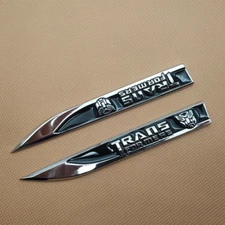 2Pcs Car Emblem Metal Black Transformers Autobot Logo Side Fender Badge Sticker