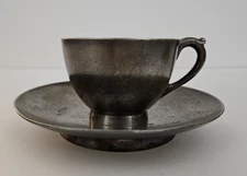 Antique Middletown Plate Co Quadruple Plate Hard White Metal Teacup and Saucer