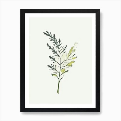 Schafgarbenblatt minimalistisch Aquarell gerahmt Wandbild Poster Leinwanddruck Bild