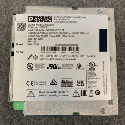 PHOENIX CONTACT  2866721 DIN Rail Power Supply 100-240V 50/60Hz 3.7-1.7A