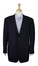 Isaia Napoli Solid Navy Blue Super 150's Wool Blazer Jacket 42R