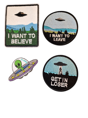 X Files I want to believe - 4er Pack Bügelflicken Transfer Badge 4 Patch Bundle
